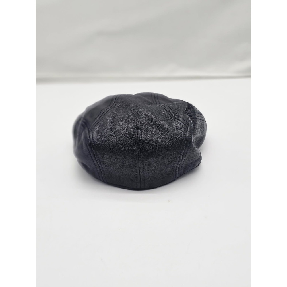 Wilsons Leather Flat Cap Men's S/M Black Pebbled Driver Hat - Picture 4 of 8